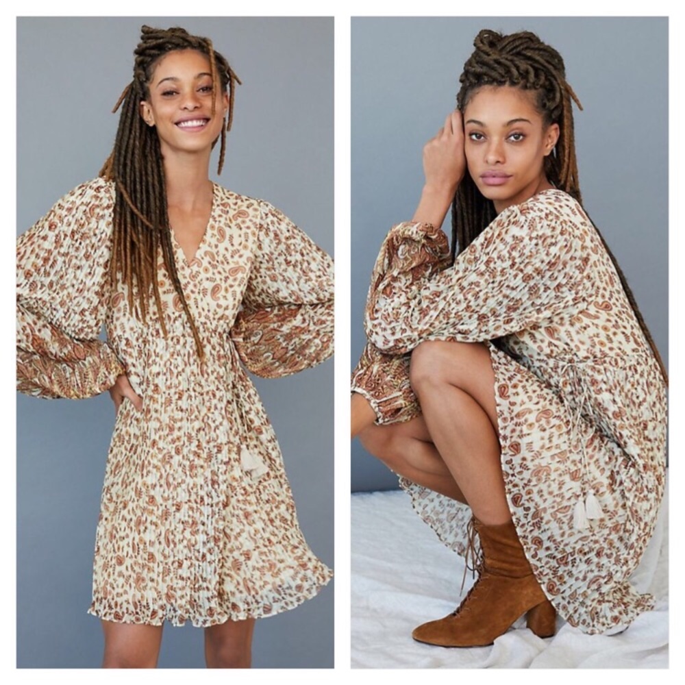 NWT ANTHROPOLOGIE SHYLA PLEATED MINI WRAP DRESS - Picture 4 of 13
